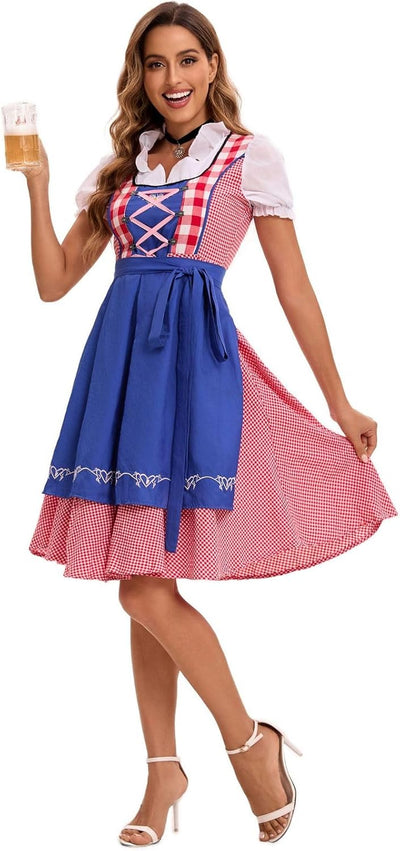 thematys Dirndl midi mit Schürze Damen | Dirndl-Bluse | Oktoberfest | Trachtenkleid | Trachtenmode K