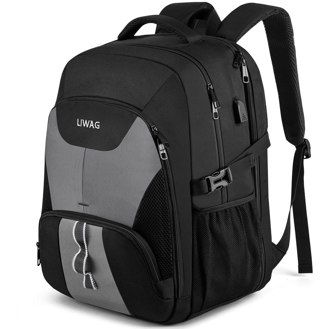 LIWAG Extra Gross Rucksack Herren 50L Wasserdicht 17 Zoll Laptoptasche Arbeit Laptop Rucksack mit US