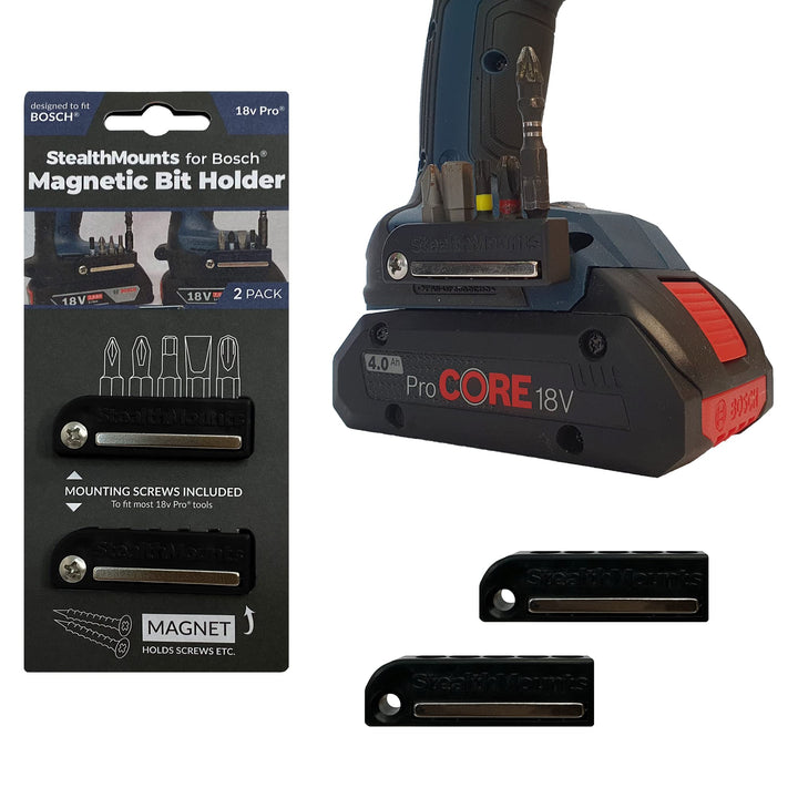 StealthMounts Bosch 18v Schwarz magnetischer Bit-Halter | Bit Organizer für Bohrer | Idealer Bit-Hal