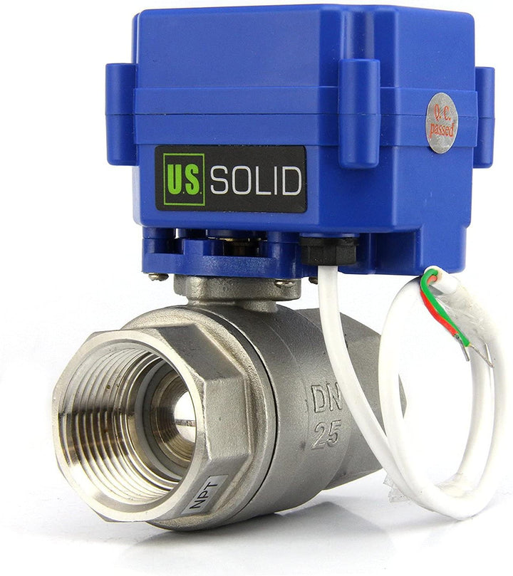 U.S. Solid 2 Wege Motorkugelhahn elektrisch – Edelstahl 1 Zoll DN25, 9-24V AC/DC, stromlos geschloss