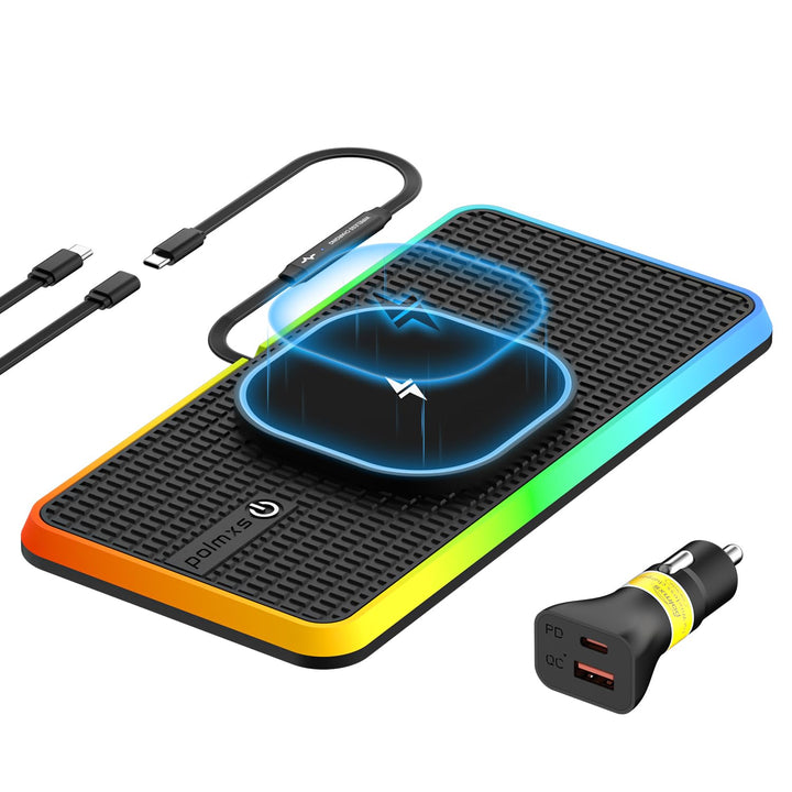 RGB Wireless Charger Auto für MagSafe, Polmxs 15W Induktive Ladestation Magnetisch Auto LED Induktiv