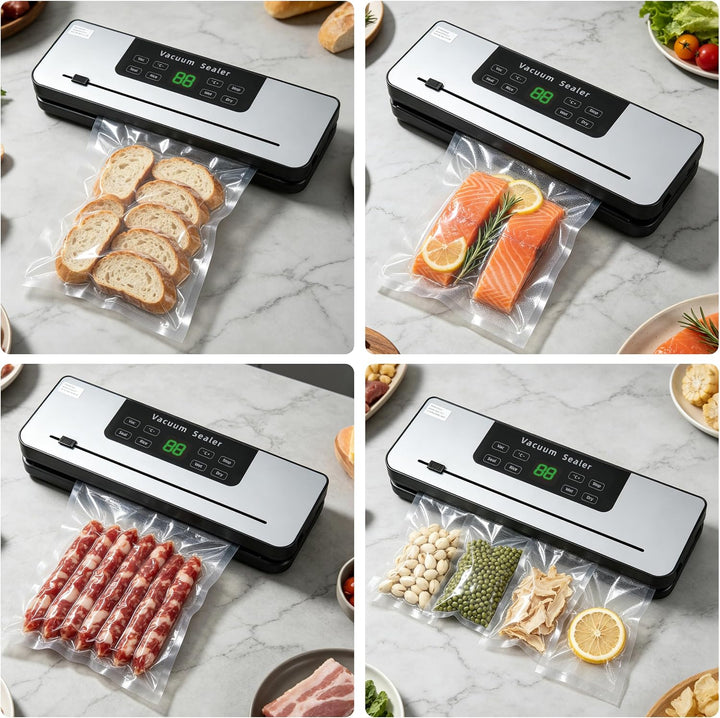 Vakuumierer 6-in-1 für nasse und trockene Lebensmittel | Temperaturregelung, Schneidemesser, 50 Vaku
