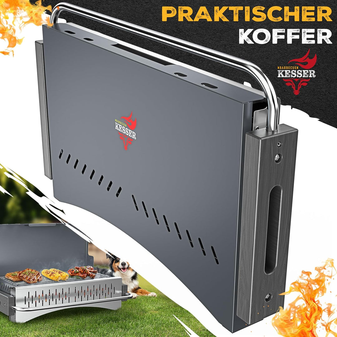 KESSER® Klappgrill tragbarer Camping Grill | Holzkohlegrill aus pulverbeschichtetem Stahl inklusive