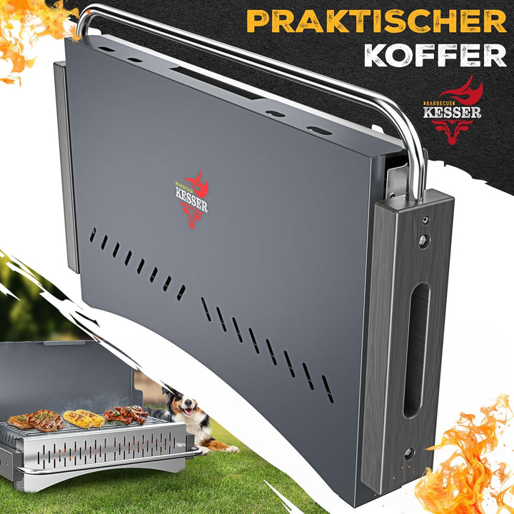 KESSER® Klappgrill tragbarer Camping Grill | Holzkohlegrill aus pulverbeschichtetem Stahl inklusive