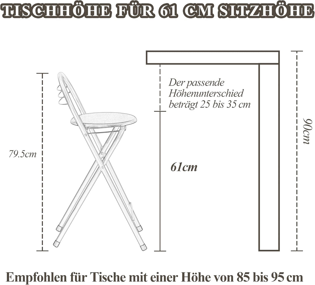 Liink1Ga 1 Stück Barhocker Klappbar mit Lehne, Klapphocker Faltbar Bar Hocker Klappbar Stuhl Barstüh