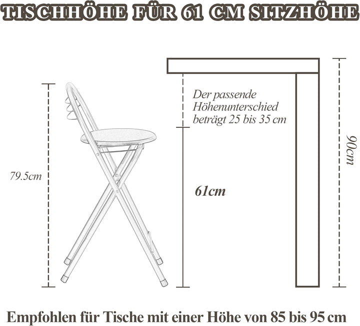 Liink1Ga 1 Stück Barhocker Klappbar mit Lehne, Klapphocker Faltbar Bar Hocker Klappbar Stuhl Barstüh