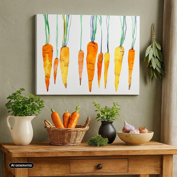 Bilder auf Leinwand 100x70cm Leinwandbild mit Rahmen Karotte Gemüse Gross Wanddeko Bild Schlafzimmer