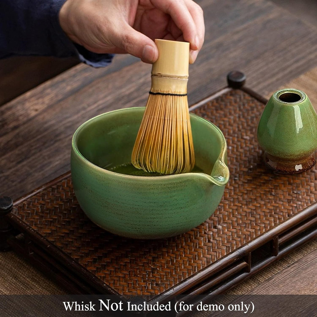 Matcha Set 2-teilig, Matcha Tee Set Blau mit Chawan Matcha-Schale (510 ml) & Keramik-Besenhalter, Mi