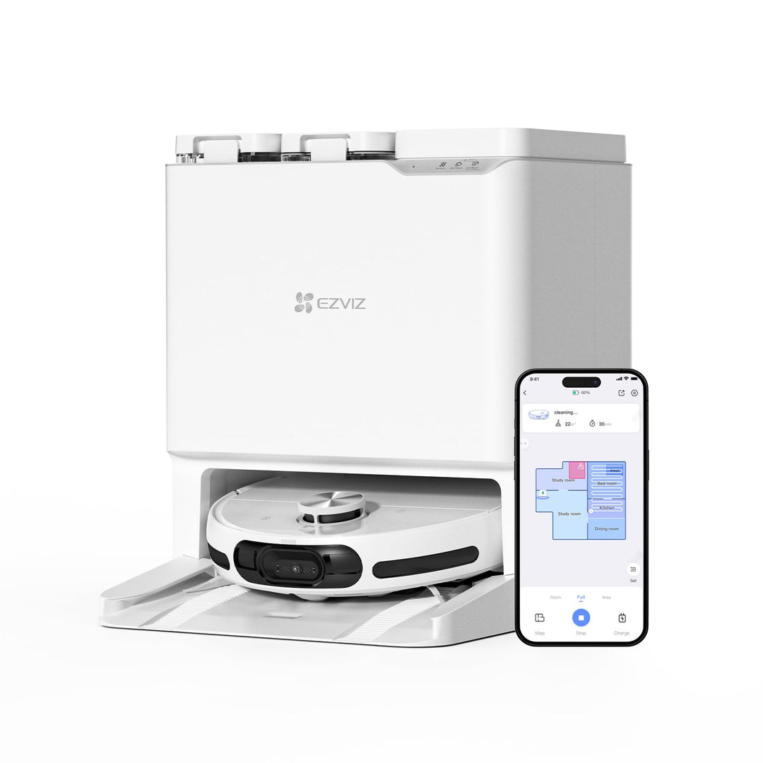 EZVIZ Saugroboter mit Wischfunktion und Absaugstation, 7200 Pa, Zero Tangle Bürste, Vielseitiger Tep
