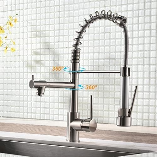 AIMADI Wasserhahn Küche Küchenarmatur mit Brause 360° schwenkbar Mischbatterie Spiralfeder Armatur S