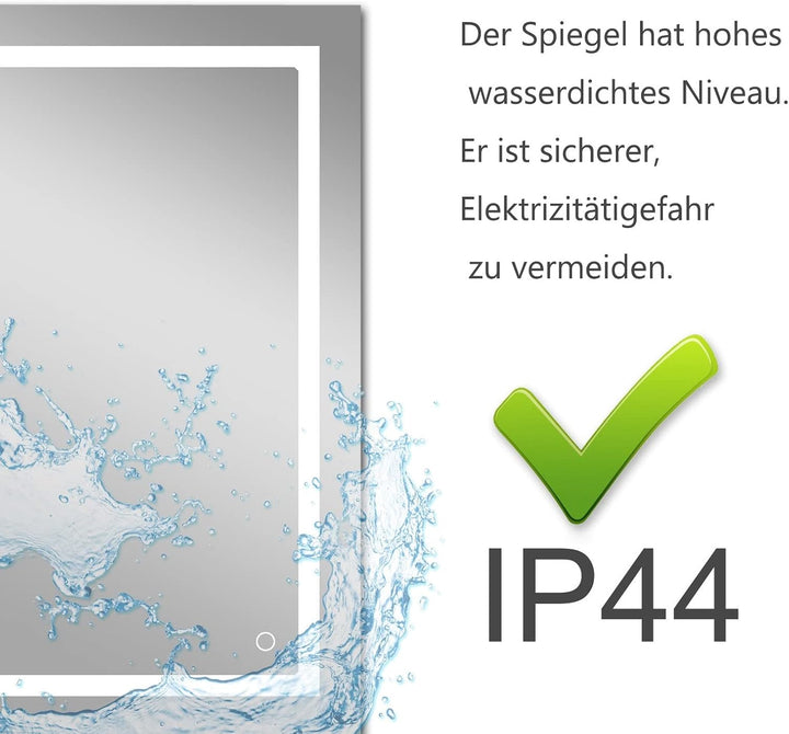 MEESALISA LED Badspiegel mit Beleuchtung 80x60 cm badezimmerspiegel mit beschlagfrei Touch warmweiss