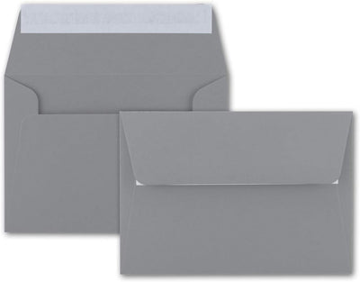 50x Brief-Umschläge B6 - Dunkelgrau - 12,5 x 17,5 cm - Haftklebung 120 g/m² - breite edle Verschluss