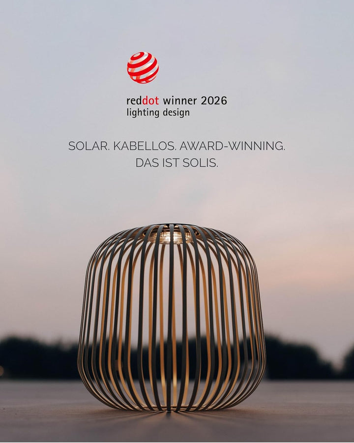 LUUK Studio Mobile LED Gartenlaterne, Solarleuchte für drinnen &amp; draussen in modernem Design, IP65 w