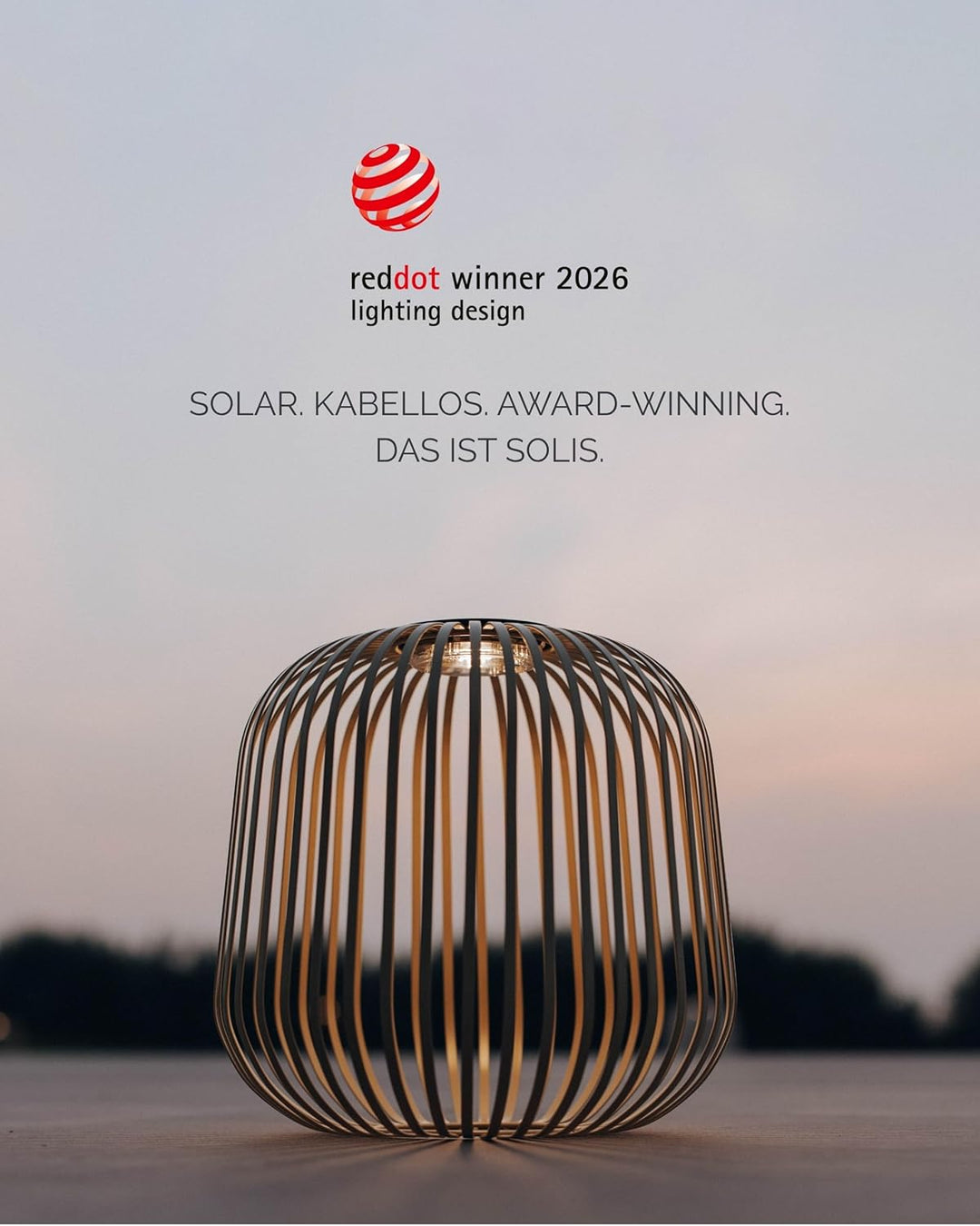 LUUK Studio Kabellose Solar Tischleuchte in minimalistischem Design, aufladbarer Akku via USB-C und