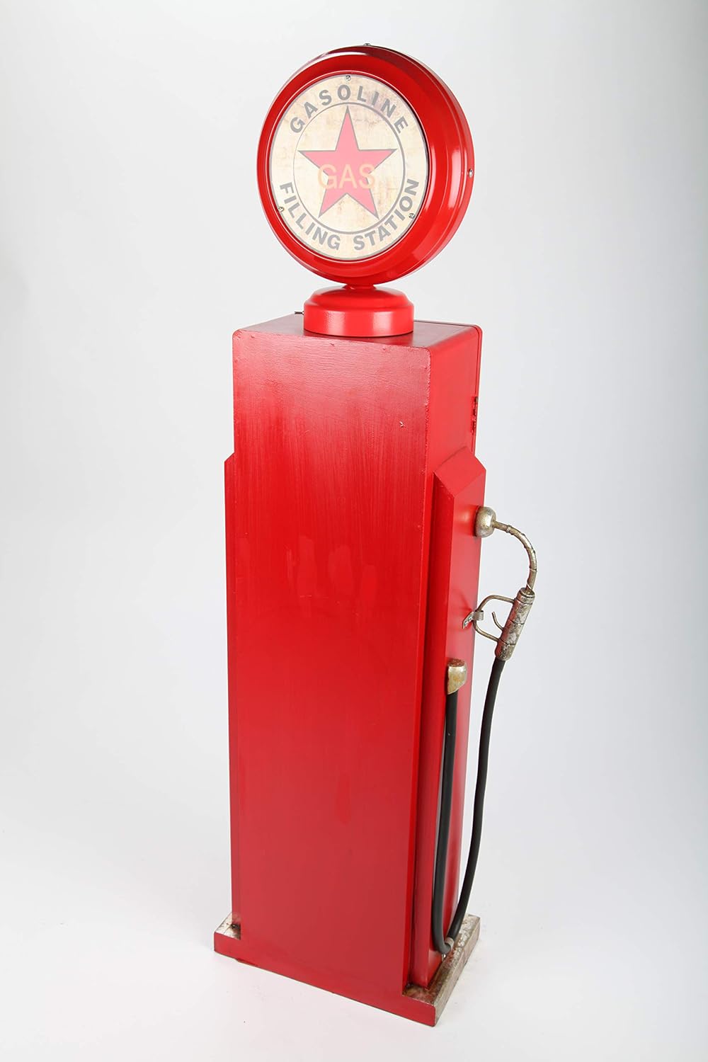 Design-Schrank Zapfsäule mit Uhr und Licht, Retro, rot, 110cm
