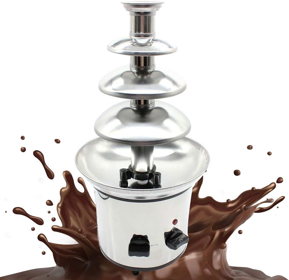 4 Etagen Schokoladenbrunnen YUNRUX DIY Schokobrunnen Profi Schokoladenfontäne mit Lebensmittelechte