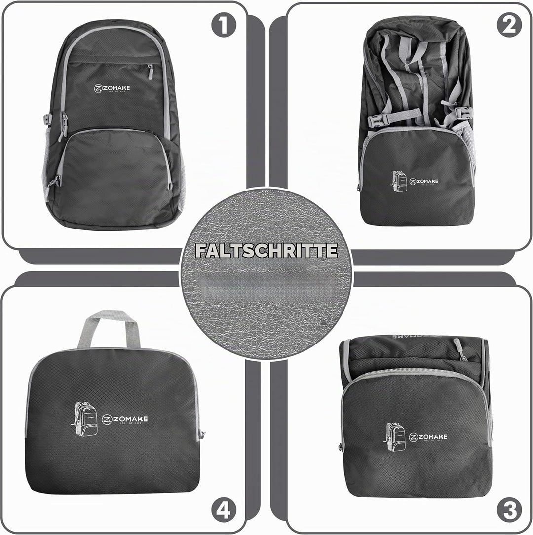 ZOMAKE Leicht Faltbarer Rucksack Packbare Backpacks 30L,Kleiner Faltbar Wanderrucksack Wasserdicht f