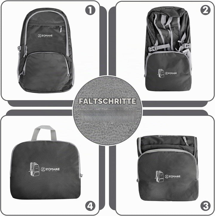 ZOMAKE Leicht Faltbarer Rucksack Packbare Backpacks 30L,Kleiner Faltbar Wanderrucksack Wasserdicht f