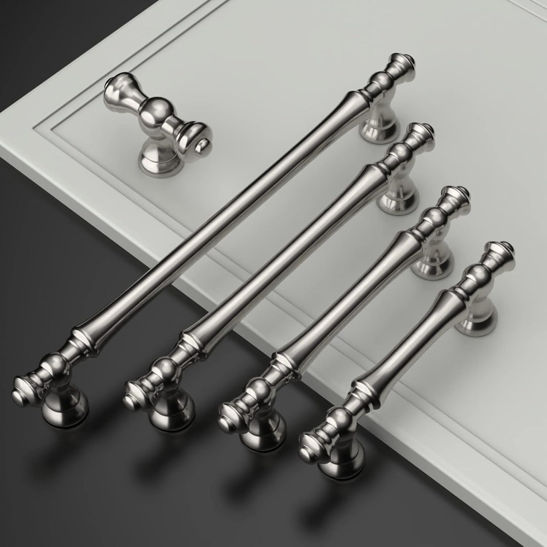 Amerdeco 6 Stück Möbelgriffe Gebürsteter Nickel 128mm Lochabstand Schubladen Griffe für Küchenschrän
