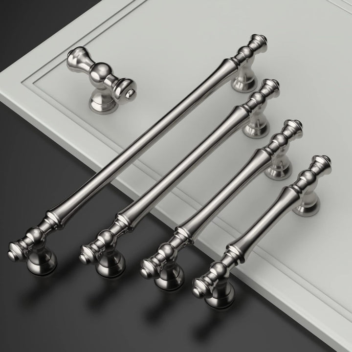 Amerdeco 10 Stück Möbelgriffe Gebürsteter Nickel, 128mm Lochabstand, Zinklegierung Schubladengriffe