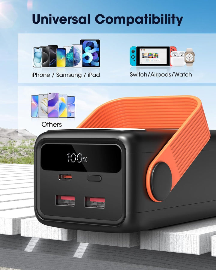 65W Power Bank 60000mAh Grosse Kapazität, USB C Schnell Aufladende Powerbank 3 Ausgänge, Tragbares E