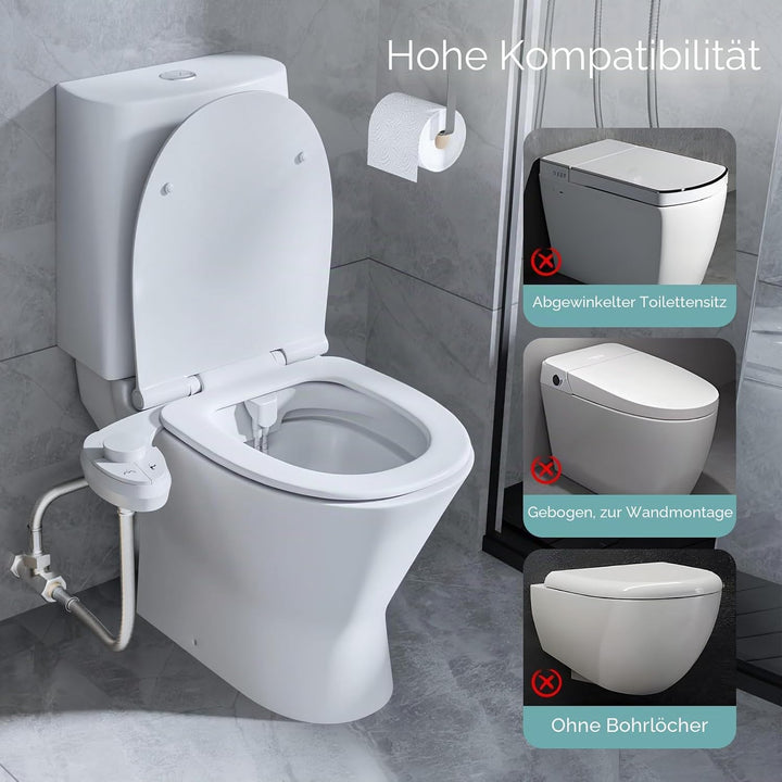 Bidet Aufsatz für Toilette, Nicht Elektrisches Kaltwasser-Bidet mit Einziehbaren Doppel Selbstreinig