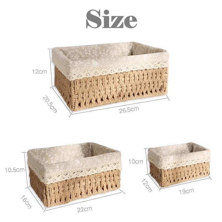 Aufbewahrungskorb Korb Geflochten, Körbe Aufbewahrung Bad Wickeltisch Organizer Flechtkorb 3er-Set,