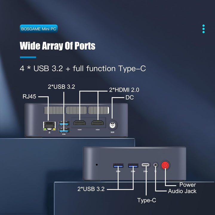 BOSGAME Mini PC Alder Lake Intel N95 Windows 11 Pro Mini Computers, 16 GB DDR4 RAM 512 GB PCIe x1 SS