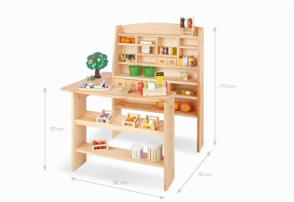 PINOLINO Kaufladen Emma, Spielküche aus Holz, ohne Kinderküchenzubehör, standfeste Kinderküche, Kind