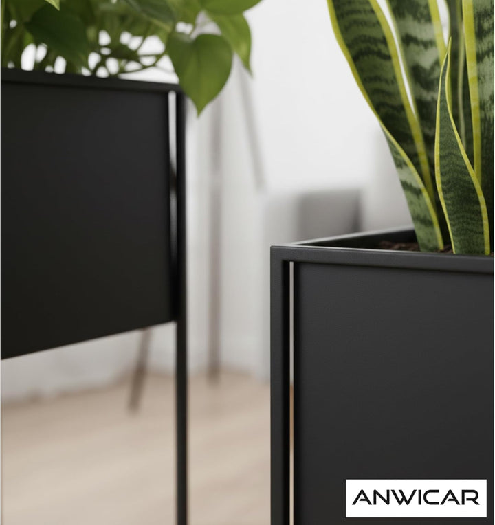 Blumenständer Metall Schwarz Höhe 100 cm - Pflanzenständer - Modern Deko Wohnzimmer - Salon Blumenho