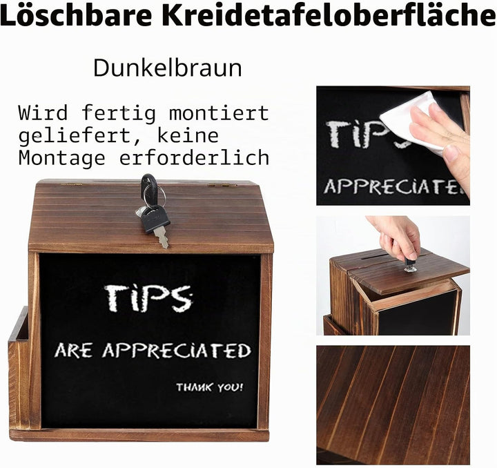 unho Vorschlagsbox Spendenbox Briefkasten zur Wandmontage, Mailbox mit Schloss, Sammelbox Schlüsselb