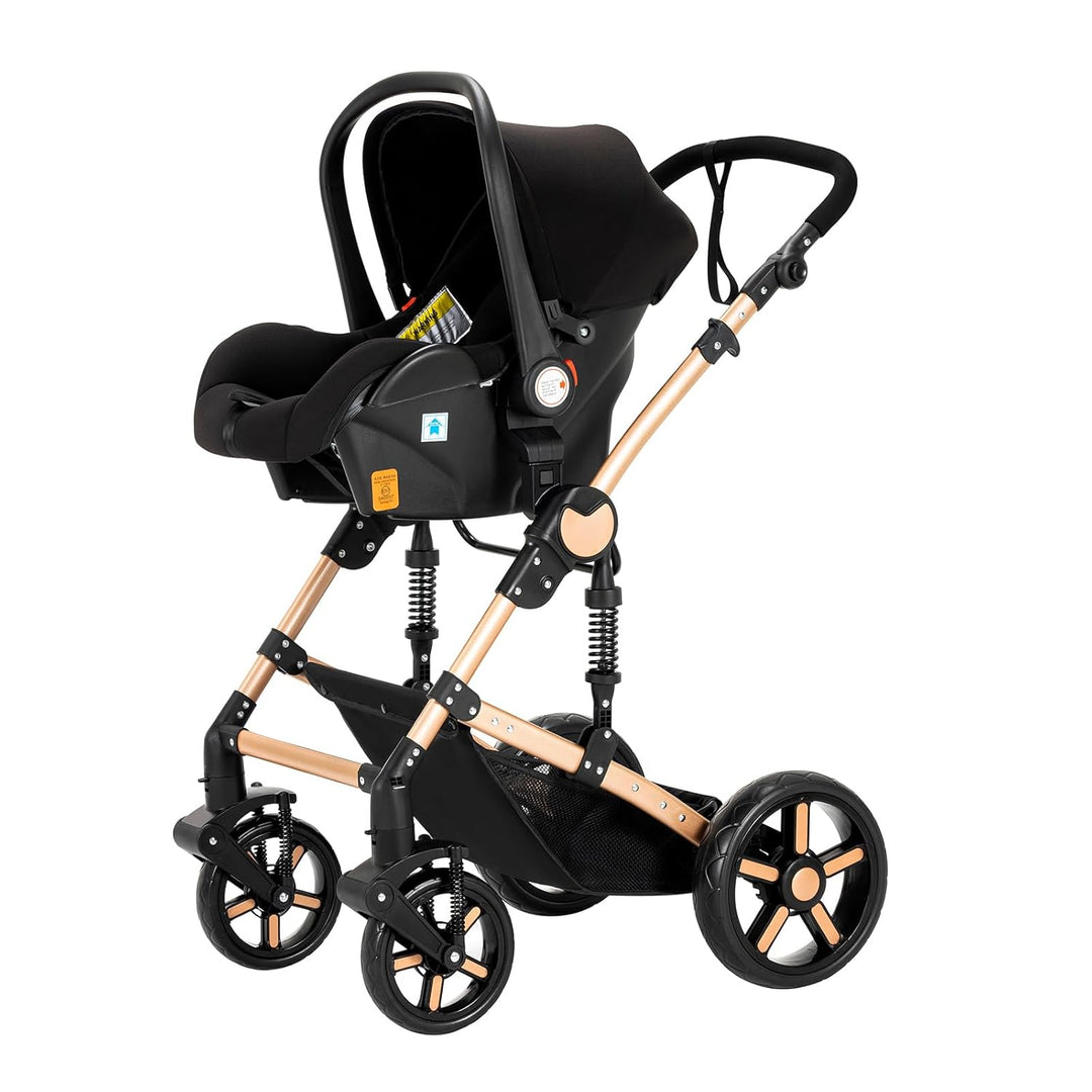 MoLi Kinderwagen 3 in 1, Kinderwagen mit Umkehrbarem Doppelschiebemodus, Buggy mit Grosser Bequemer