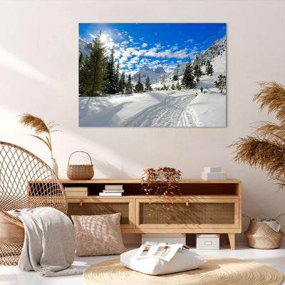 Bilder auf Leinwand 100x70cm Leinwandbild Tal Wolken Lawine Sport Gross Wanddeko Bild Schlafzimmer K