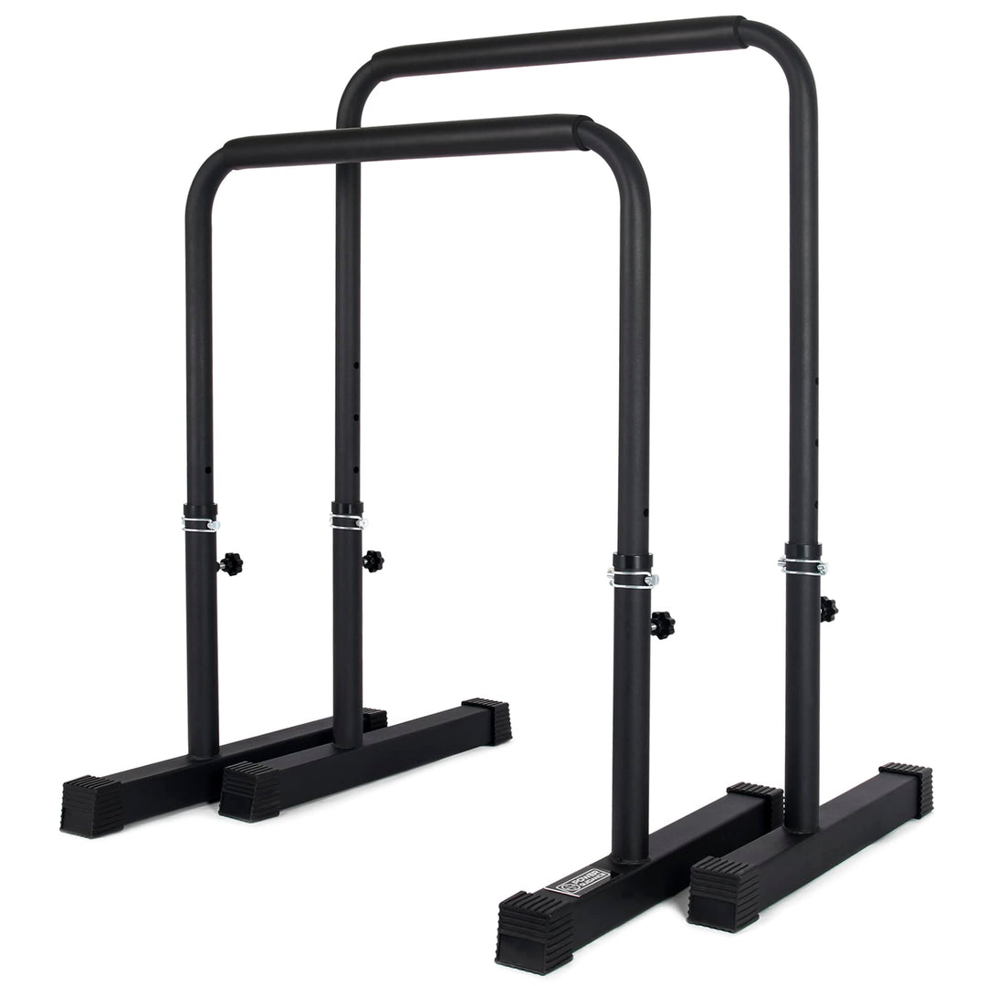 POWER GUIDANCE Dip Barren Dip Bar Quadratische breite Stützfüsse Einstellbare Höhe 77cm 84cm 91cm 98