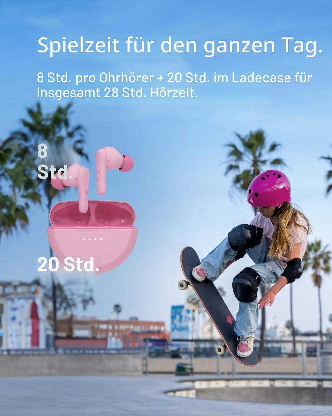 Belkin SoundForm Nano 2 Bluetooth In-Ear Kinderkopfhörer mit integriertem Mikrofon, 28 Std. Akkulauf