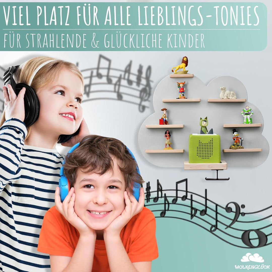 Tonie Regal (Wolke) zur Aufbewahrung der Tonie Box und bis zu 33 Tonies Hörfiguren - Magnetisches To