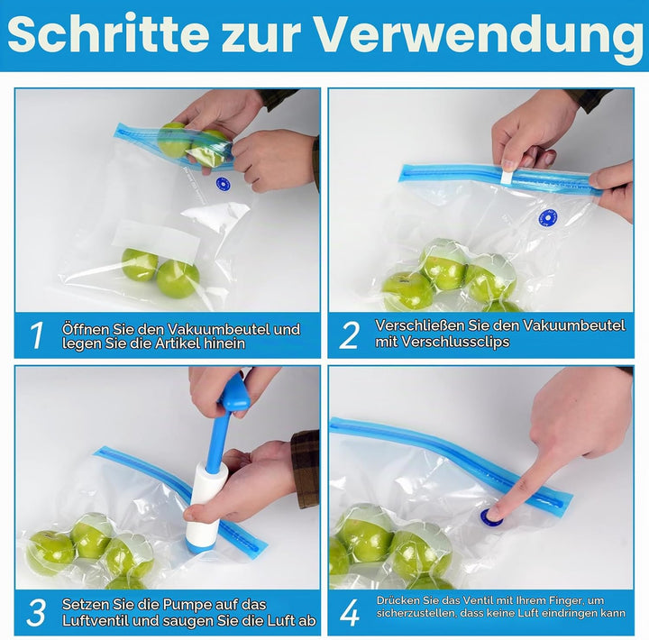 O2frepak 15 wiederverwendbare BPA-freie Sous Vide Vakuumierbeutel in verschiedenen Grössen, passend