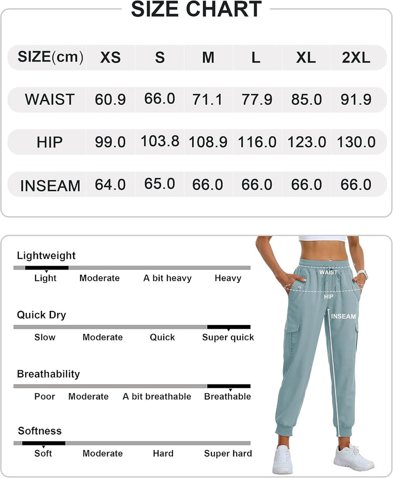 AjezMax Damen Cargohose Jogginghose Leicht Schnell Trockene Wanderhose Athletische Workout Outdoorho