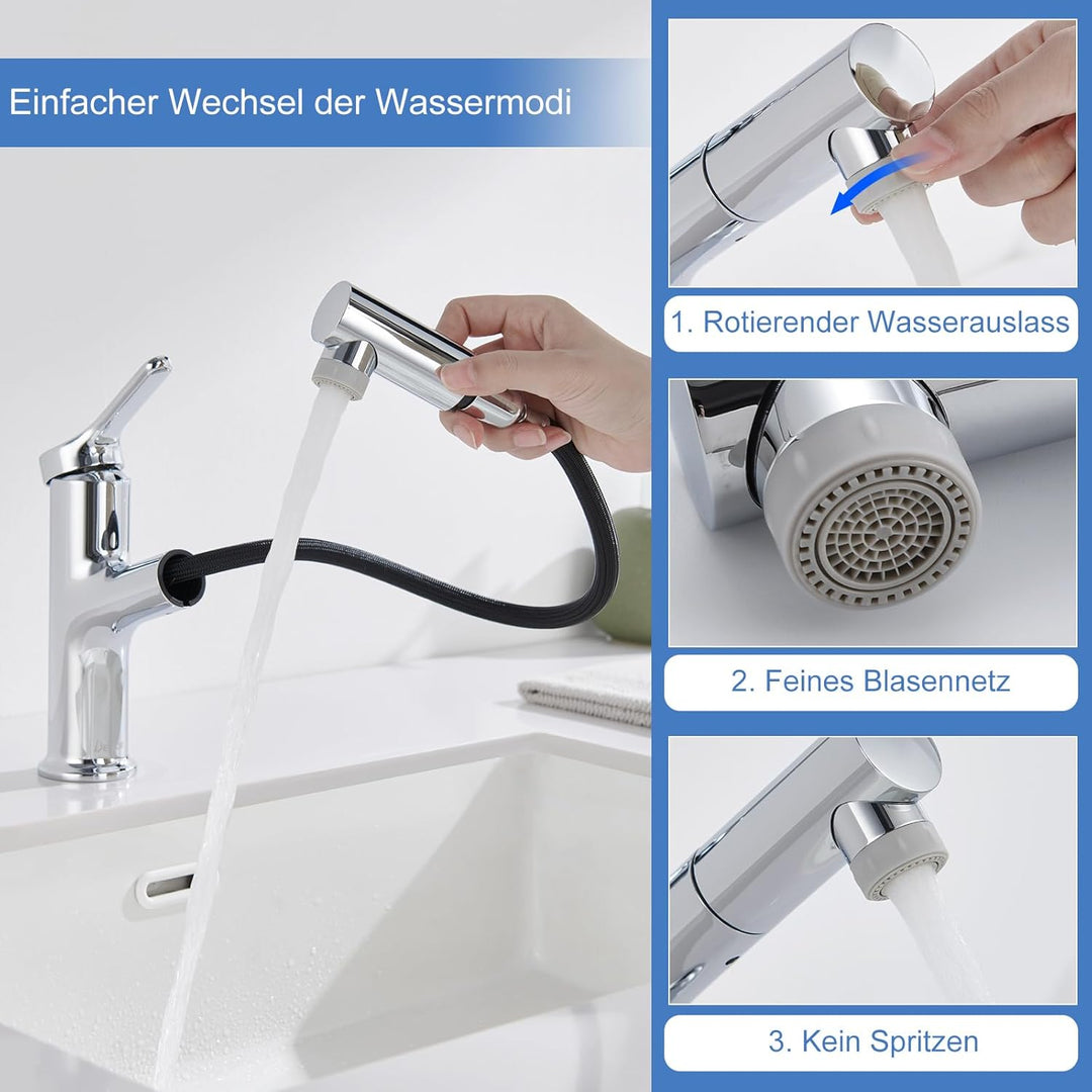 Badezimmer Wasserhahn Brausekopf Ersatzteil, Nur für G1/2 Anschluss Ersatz, Doppelfunktions-Auszieh-