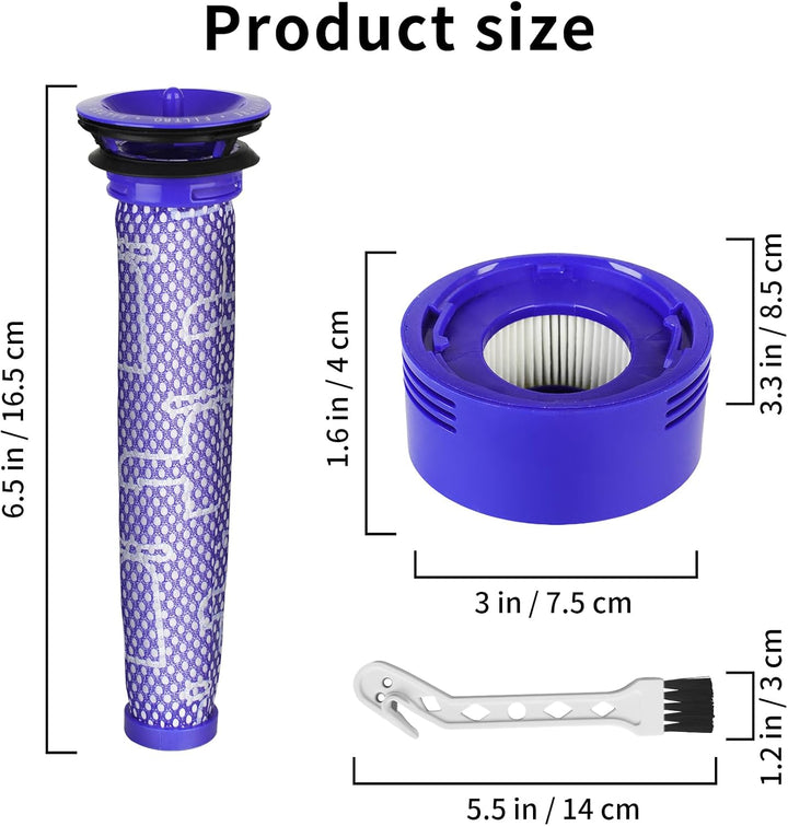 6 Stück V7 V8 Filter für Dyson, 3 HEPA-Nachfilter und 3 Vorfilter für Dyson V8 V7 Animal Absolute Mo