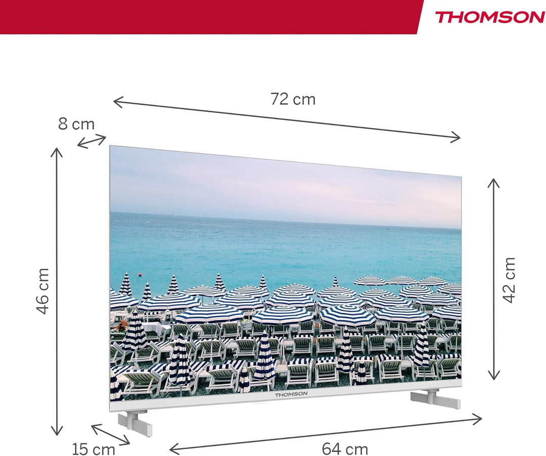 THOMSON 32 Zoll (80 cm) LED HD Weiss Easy TV – Kein Smart – Hotel Mode, USB, HDMI, Triple-Tuner (Kab