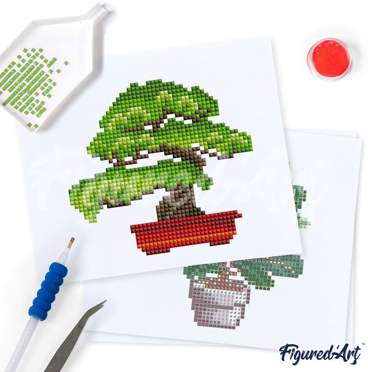 Figured'Art Mini Serie Diamond Painting Erwachsene - Pflanzen 2 - Premium-Box mit 12 Stück 15x18 cm