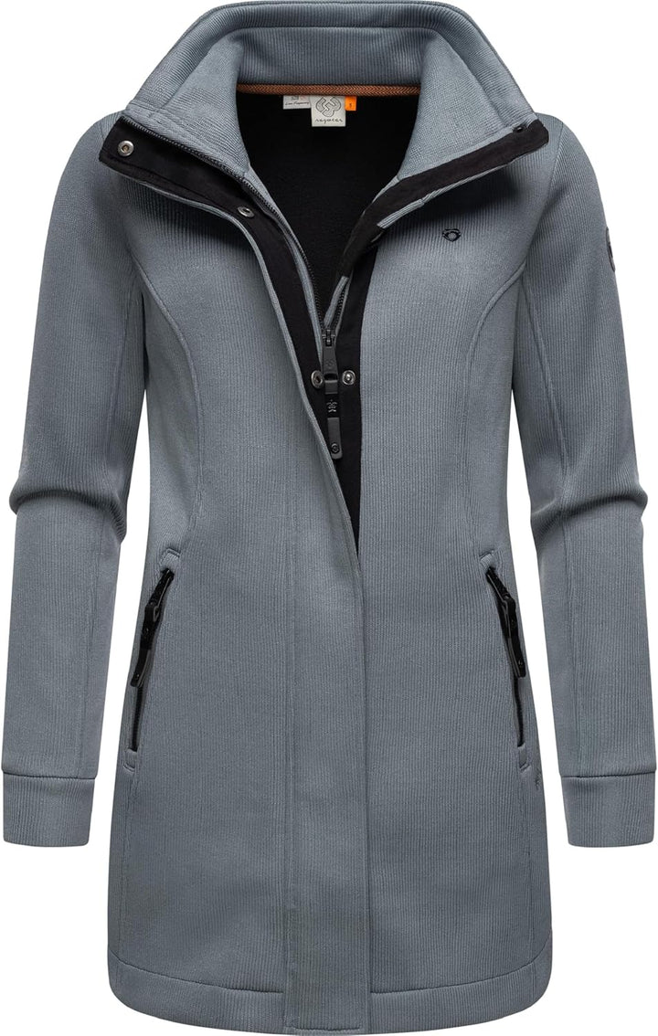 Ragwear Damen Leichter Sweat-Übergangsmantel lang windabweisendl mit hohem Kragen Letrice Bonded XS-