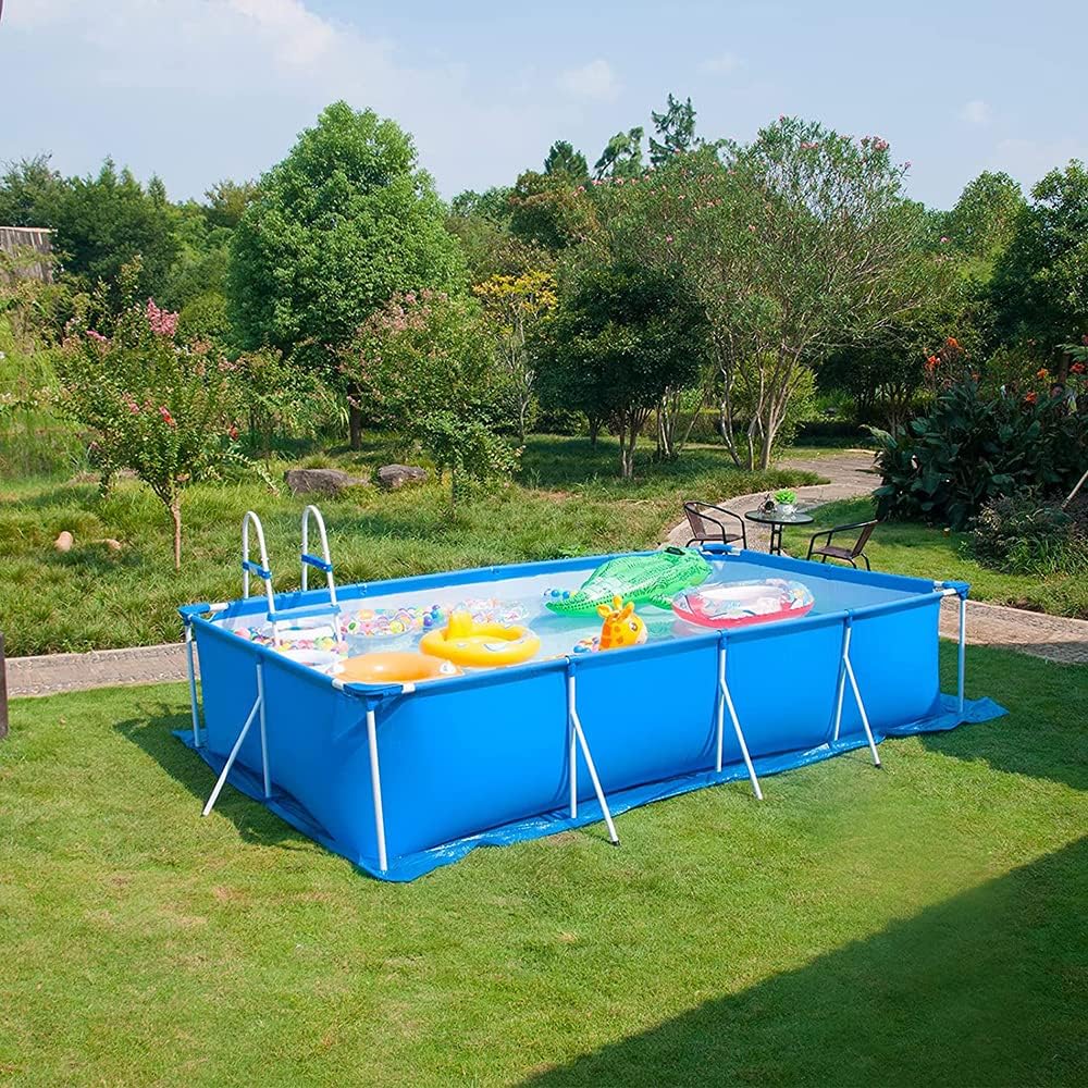 Ruolin Pool Bodenplane Blau, Wasserdichtes Poolunterlage Rechteckig Faltbares Bodenschutzmatte Schwi