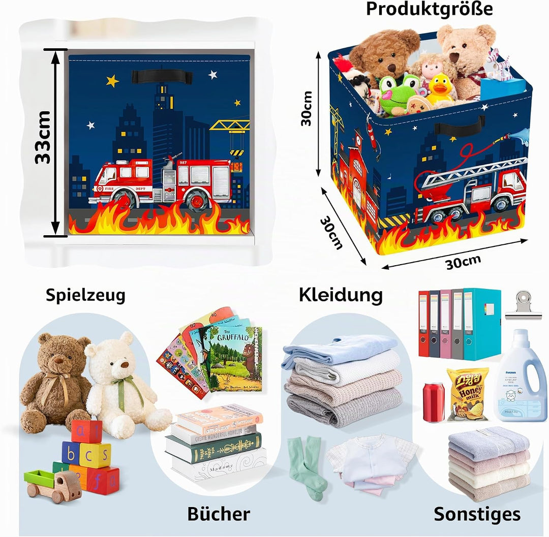 Clastyle 3 Stück Autos Aufbewahrungsbox Stoff für Kallax Faltbar Aufbewahrungskorb Klein Schrank Org