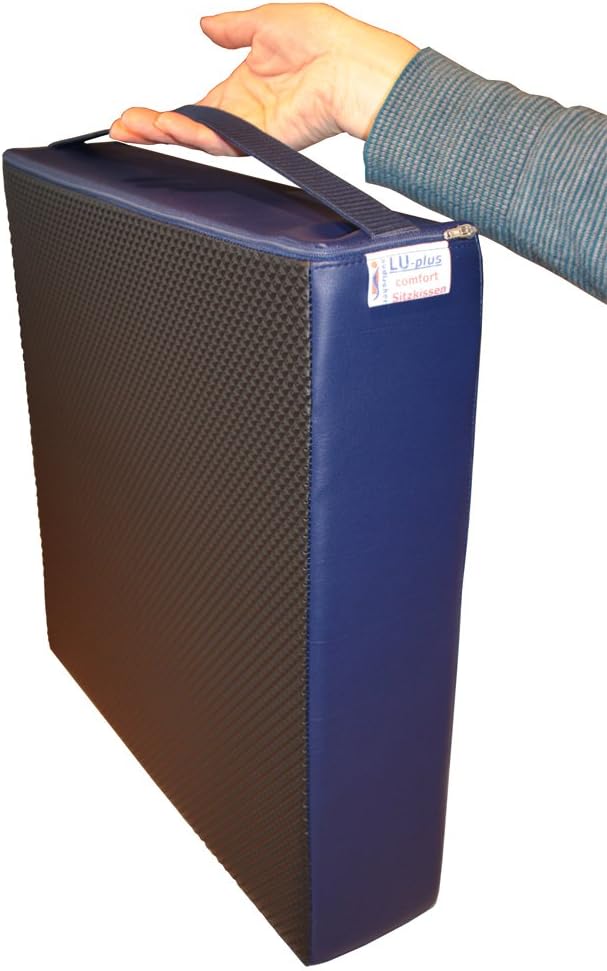 LUplus XL Orthopädische Sitzerhöhung 43x43x Höhe 10 cm Skai, DKL-blau