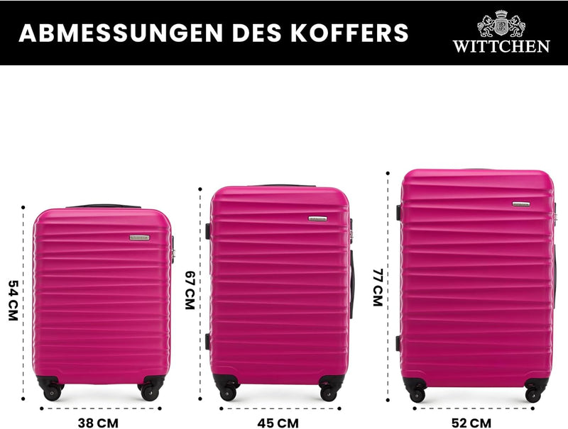 WITTCHEN Reisekoffer 3er Koffer-Set Rollkoffer Trolley Handgepäck Hartschale aus ABS mit 4 Spinner-R