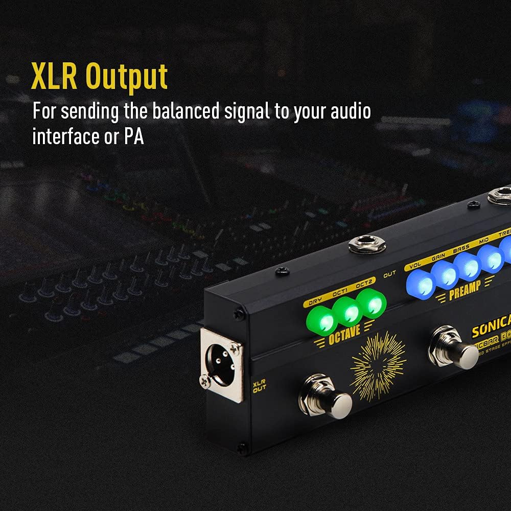 SONICAKE Multi Effektpedal Bass preamp Vorverstärker DI Box Multi Effektpedal mit Compressor Boost F