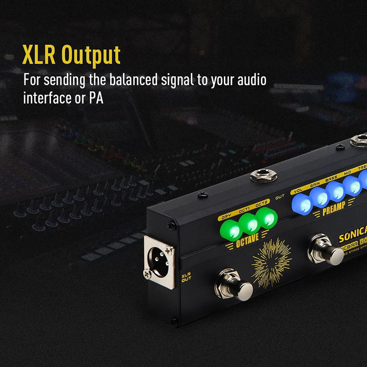 SONICAKE Multi Effektpedal Bass preamp Vorverstärker DI Box Multi Effektpedal mit Compressor Boost F
