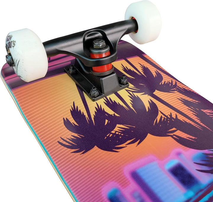 Komplett Skateboard Beach-City - für Kinder und Jugendliche - 7-lagiges Ahornholz Deck - Medium Conc